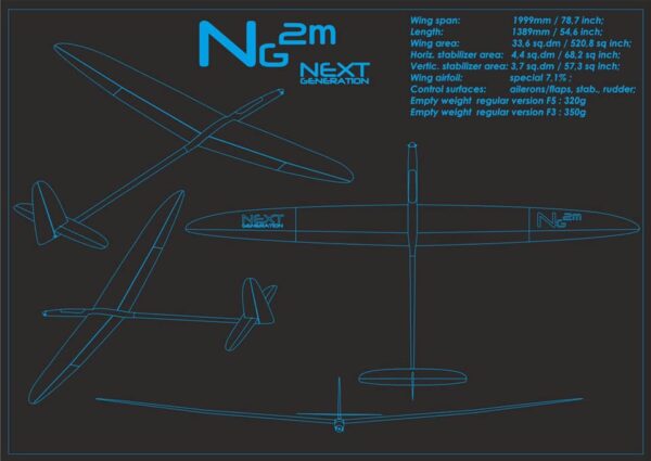 F5J NG2m A-RFT (IDS, Servorahmen, Motor, ESC, Propeller montiert)